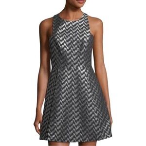 Likely Size 4 Silver Black Printed Sleeveless Mini Dress